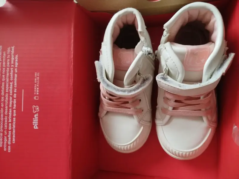 Zapatillas altas para niña Pillin blancas con detalles rosados - 6
