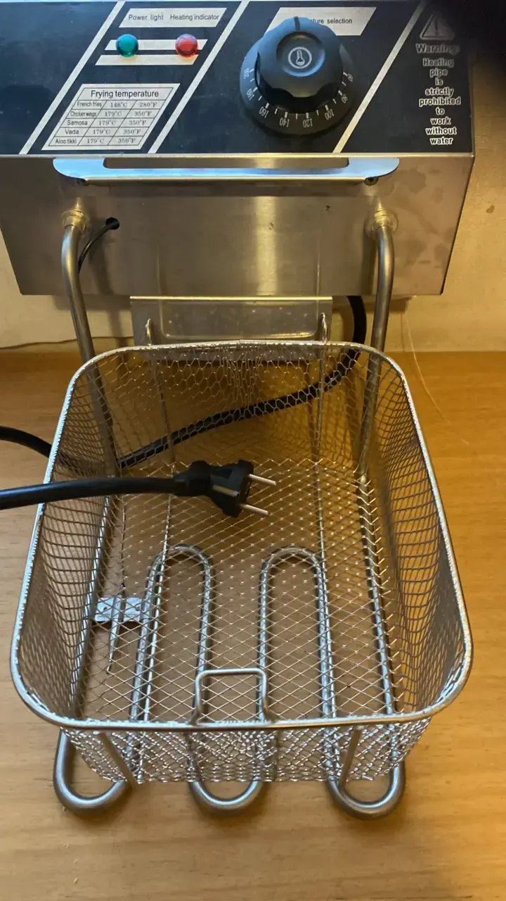 Freidora eléctrica de acero inoxidable con control de temperatura