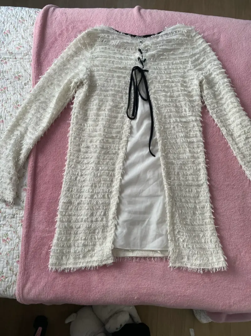 Vestido de lana blanco con textura - 2