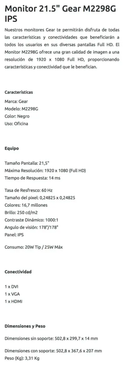 Monitor LED Full HD 21 pulgadas - miniatura 3