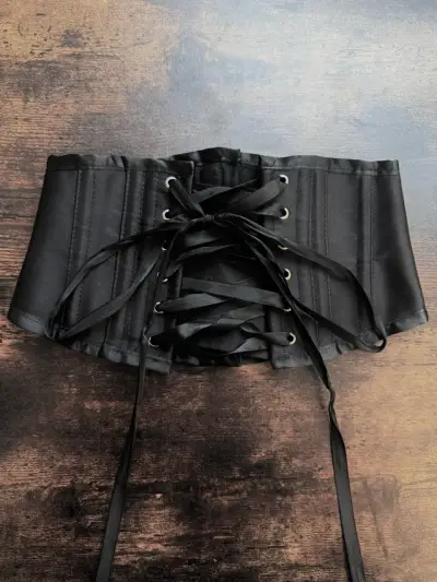 Corset Underbust Negro Satinado Ajustable XXS - miniatura 2