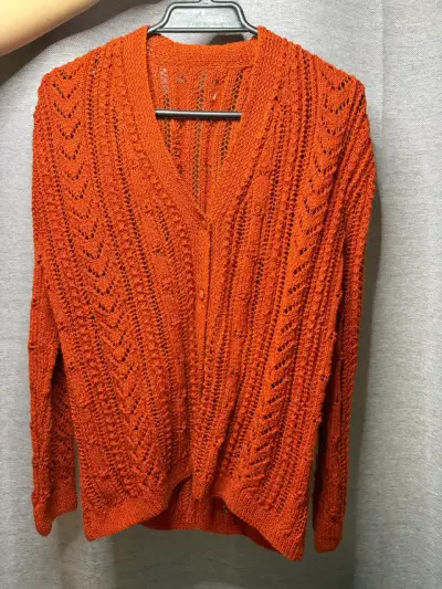 Cardigan tejido naranja para mujer - miniatura 1