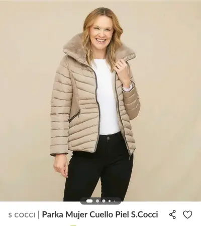 Chaqueta acolchada beige con forro de peluche - miniatura 2