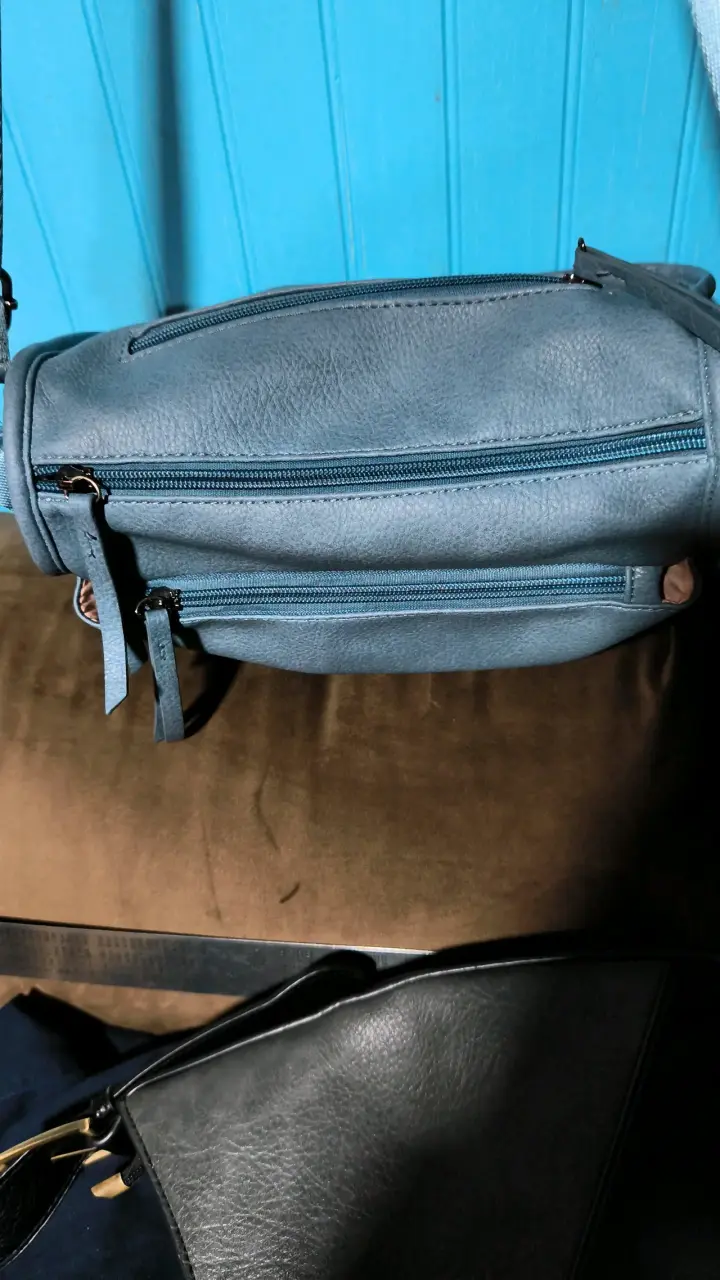 Bolso bandolera azul con cierre frontal - 3