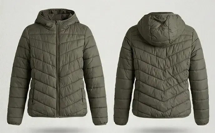 Chaqueta acolchada verde con capucha