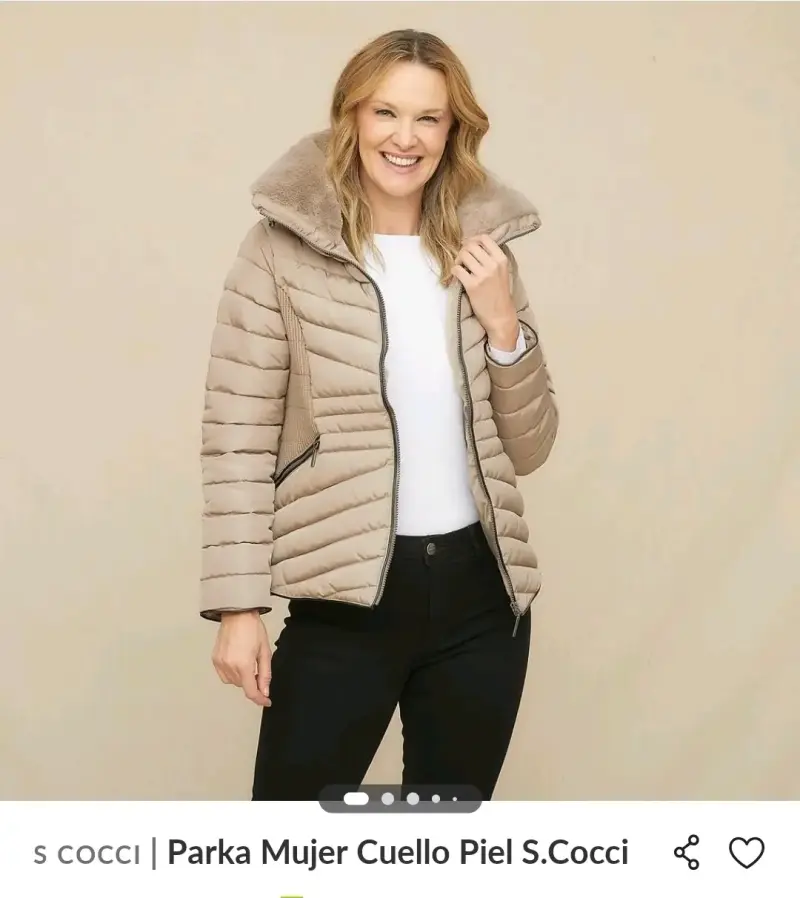 Chaqueta acolchada beige con forro de peluche - 2