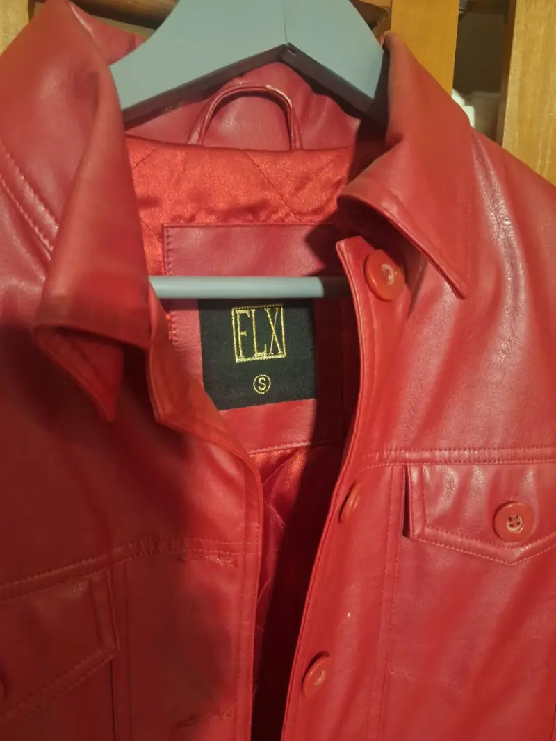 Chaqueta de ecocuero roja para mujer - 3