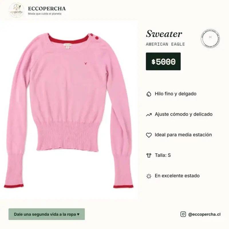 Suéter Rosa American Eagle de Hilo Fino