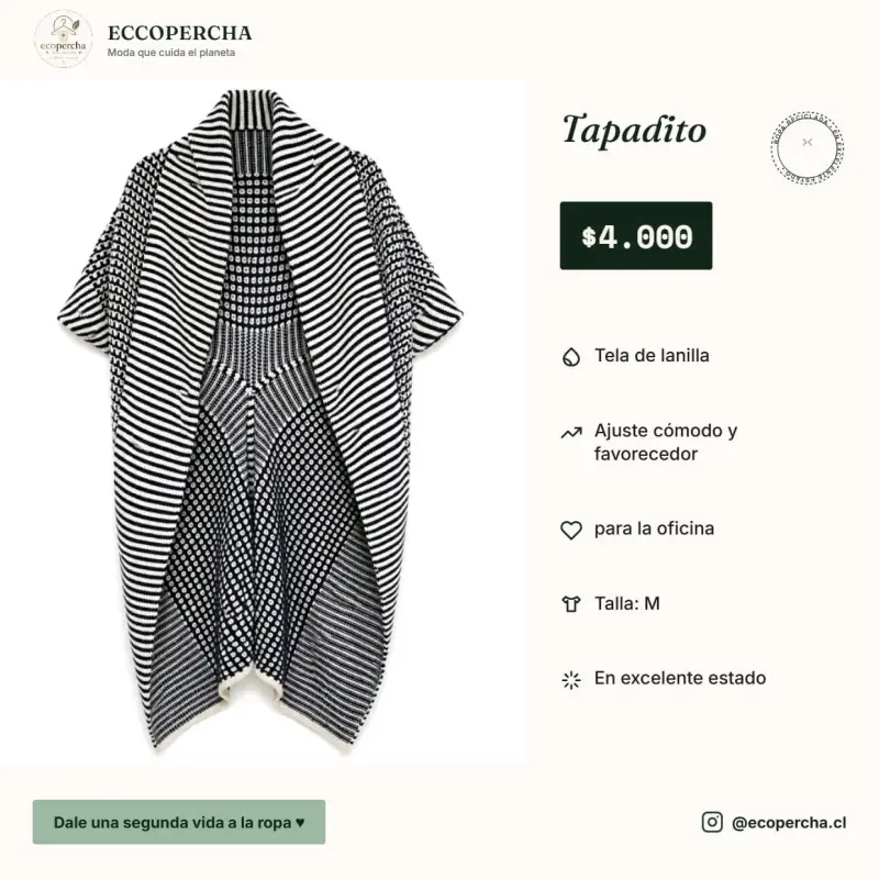 Tapadito de lanilla a rayas en excelente estado