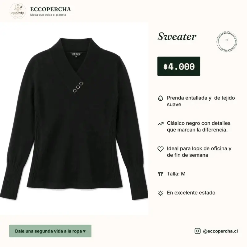 Suéter negro clásico de tejido suave