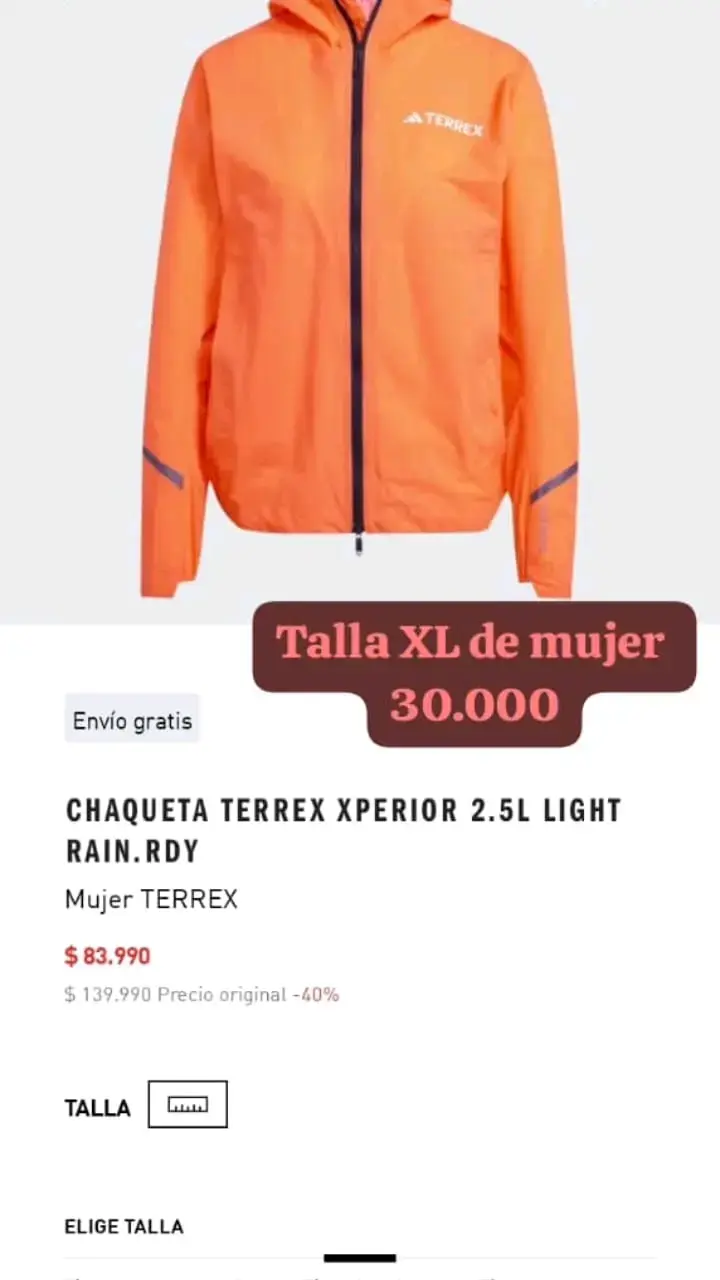 Chaqueta Impermeable Mujer Terrex Xperior Naranja