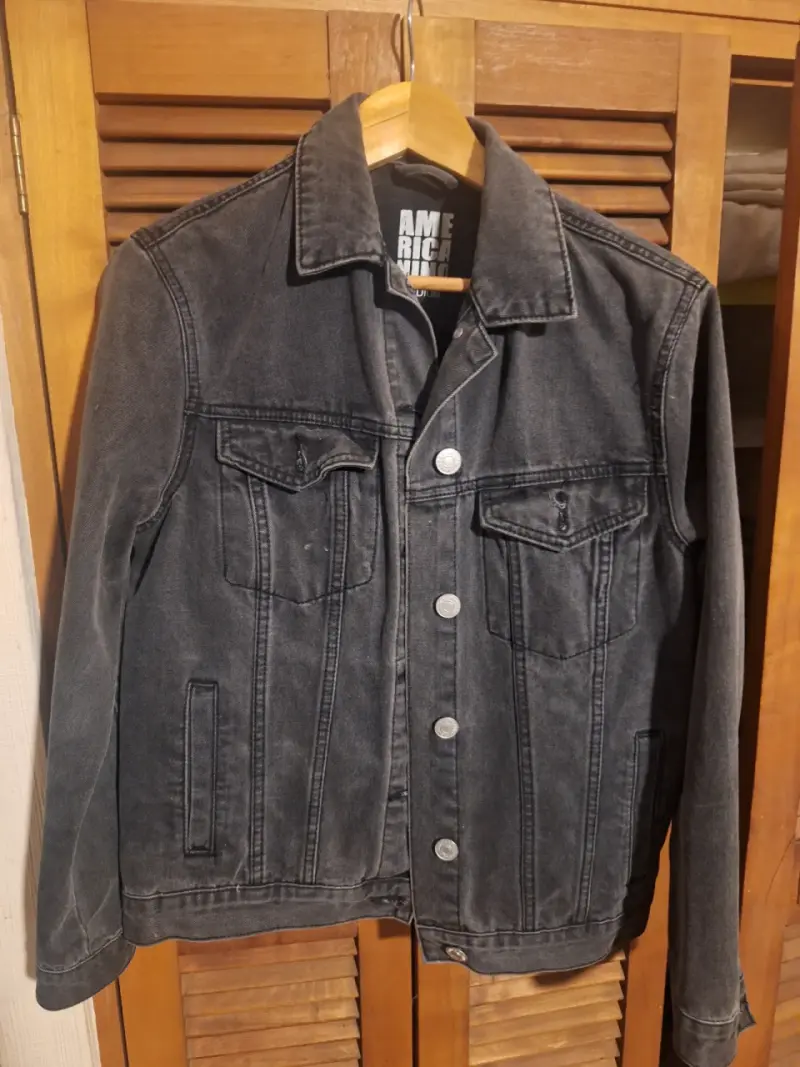 Chaqueta de mezclilla negra para mujer - 1