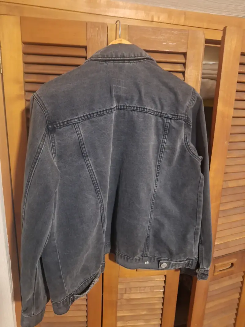 Chaqueta de mezclilla negra para mujer - 2