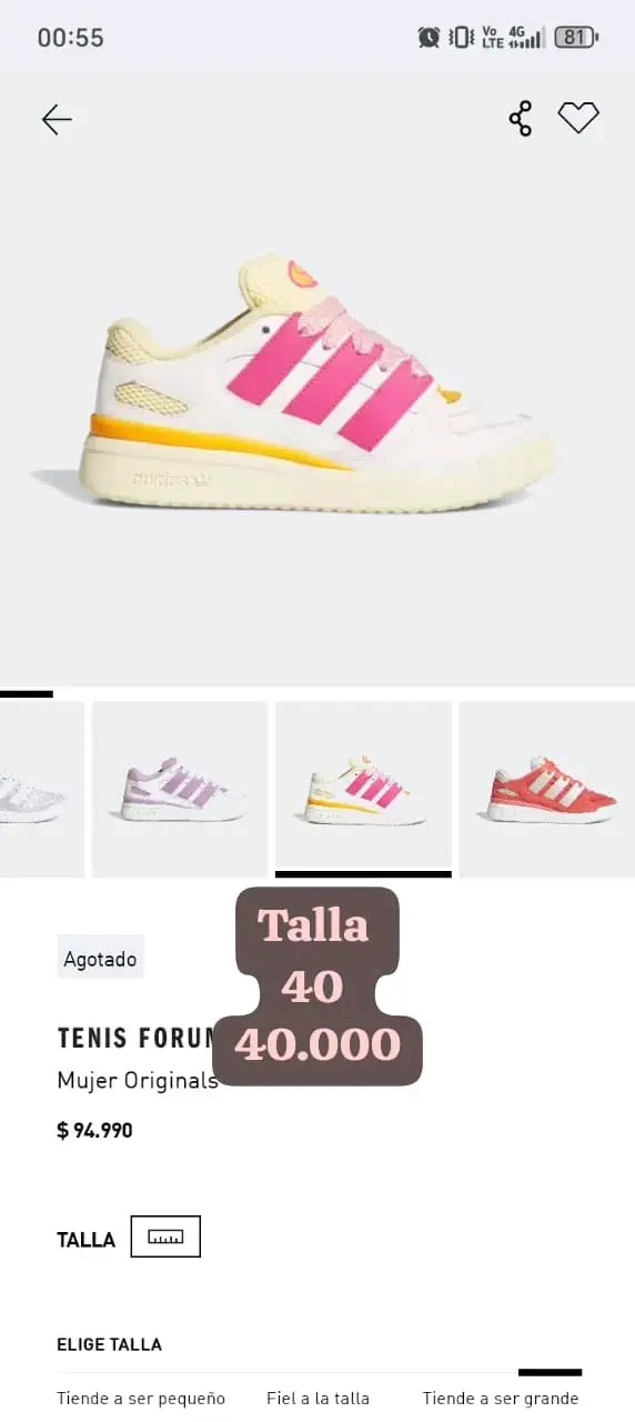 Zapatillas Adidas Forum Mujer Talla 40