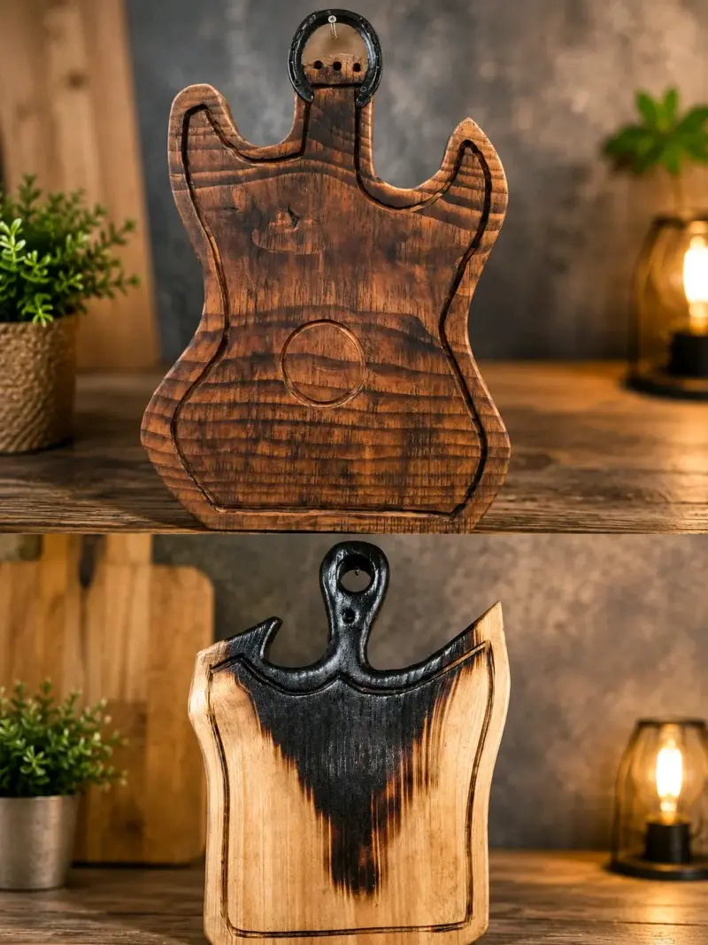 Tabla de cortar de madera estilo guitarra