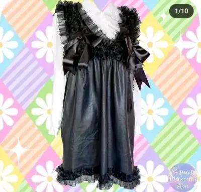 Vestido ZARA negro con volantes y lazos - miniatura 1
