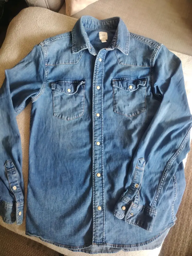 Camisa de mezclilla azul para mujer - 1