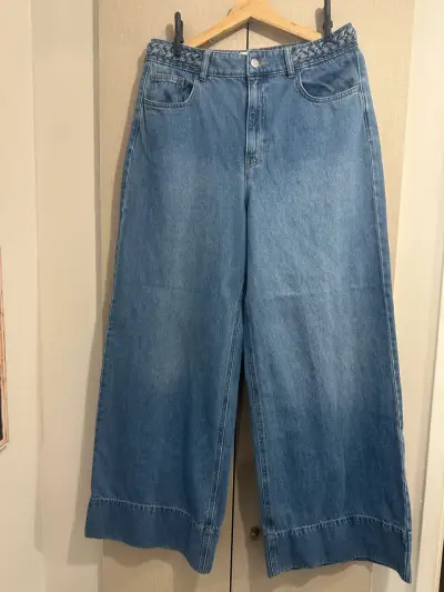 Jeans H&M anchos para mujer con detalle de trenza - miniatura 1