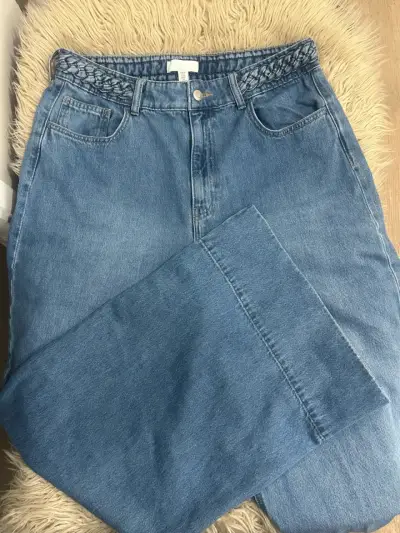 Jeans H&M anchos para mujer con detalle de trenza - miniatura 3