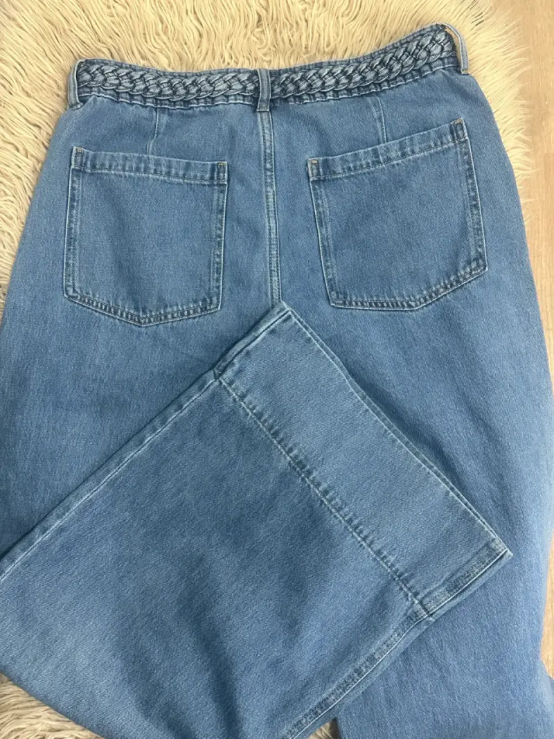 Jeans H&M anchos para mujer con detalle de trenza - 4