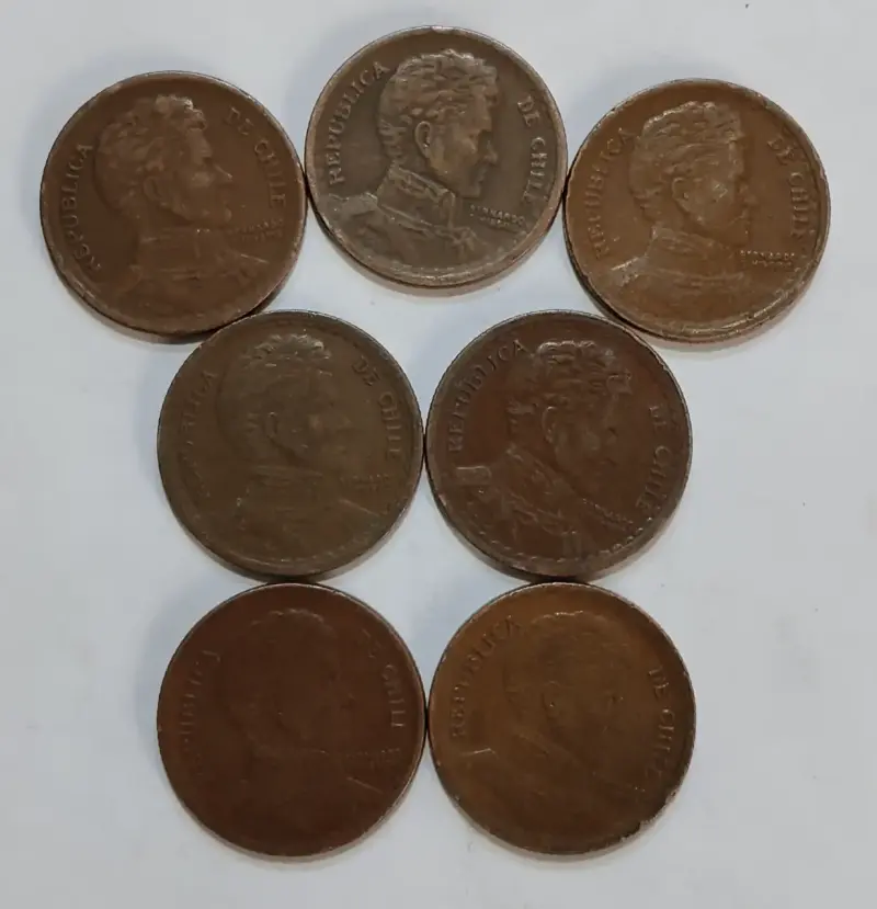 Monedas de Un Peso Chile cobre 1942 - 1954 - 5