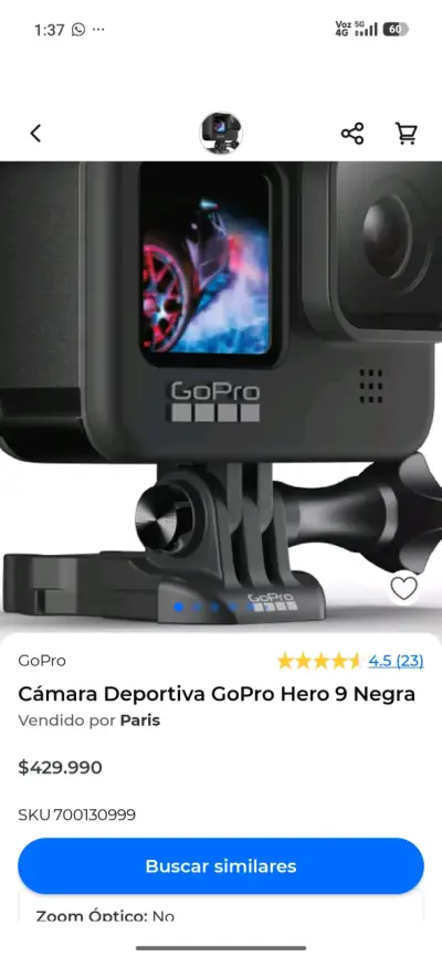 Cámara de acción GoPro Hero 9 con soporte - miniatura 4