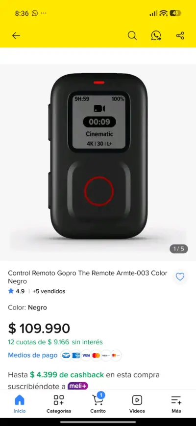 Cámara de acción GoPro Hero 9 con soporte - miniatura 5