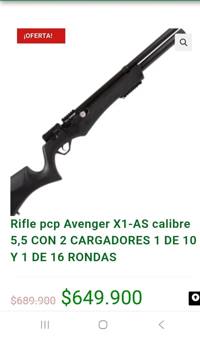 Rifle PCP Avenger X1-AS calibre 5.5 con cargadores