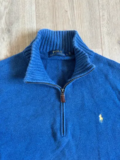 Suéter azul de lana con cierre Polo Ralph Lauren L - miniatura 2
