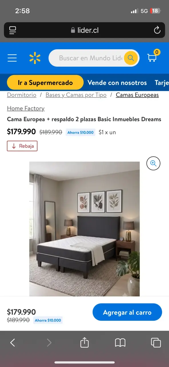 Tarima Europea 2 P con Respaldo Basic Inmuebles - 1