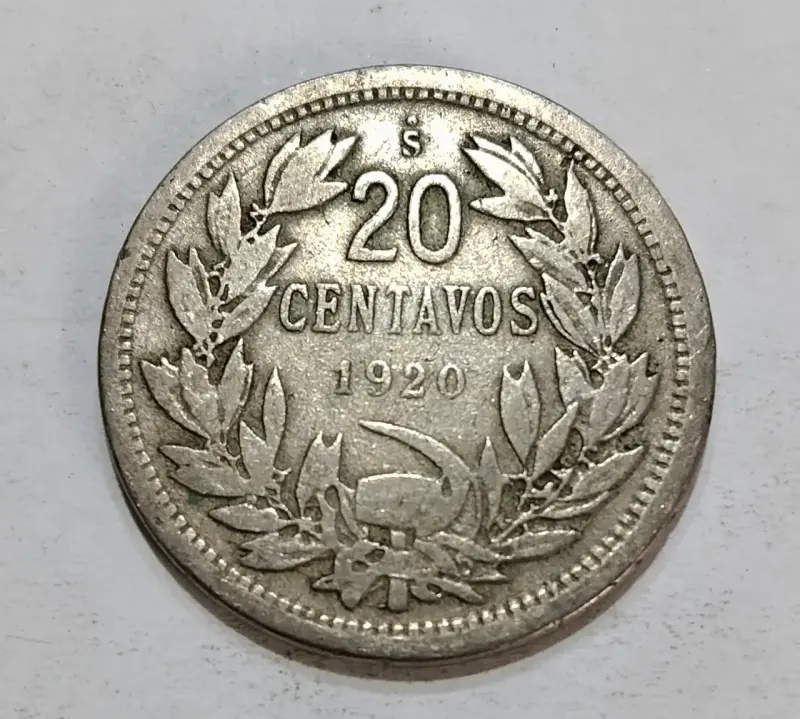 Moneda antigua de 20 centavos de 1920 - 1