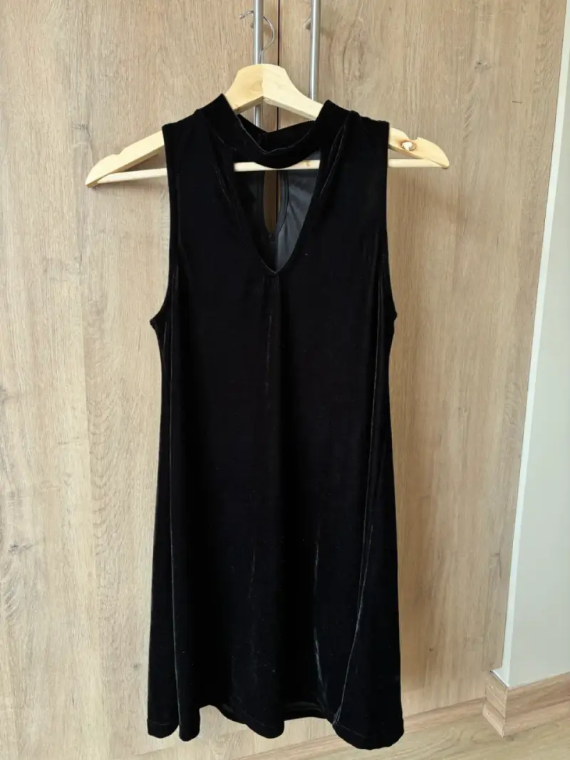 Vestido negro terciopelo sin mangas Index XS - 1
