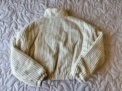 Chaqueta felpa beige con cierre S - miniatura 2