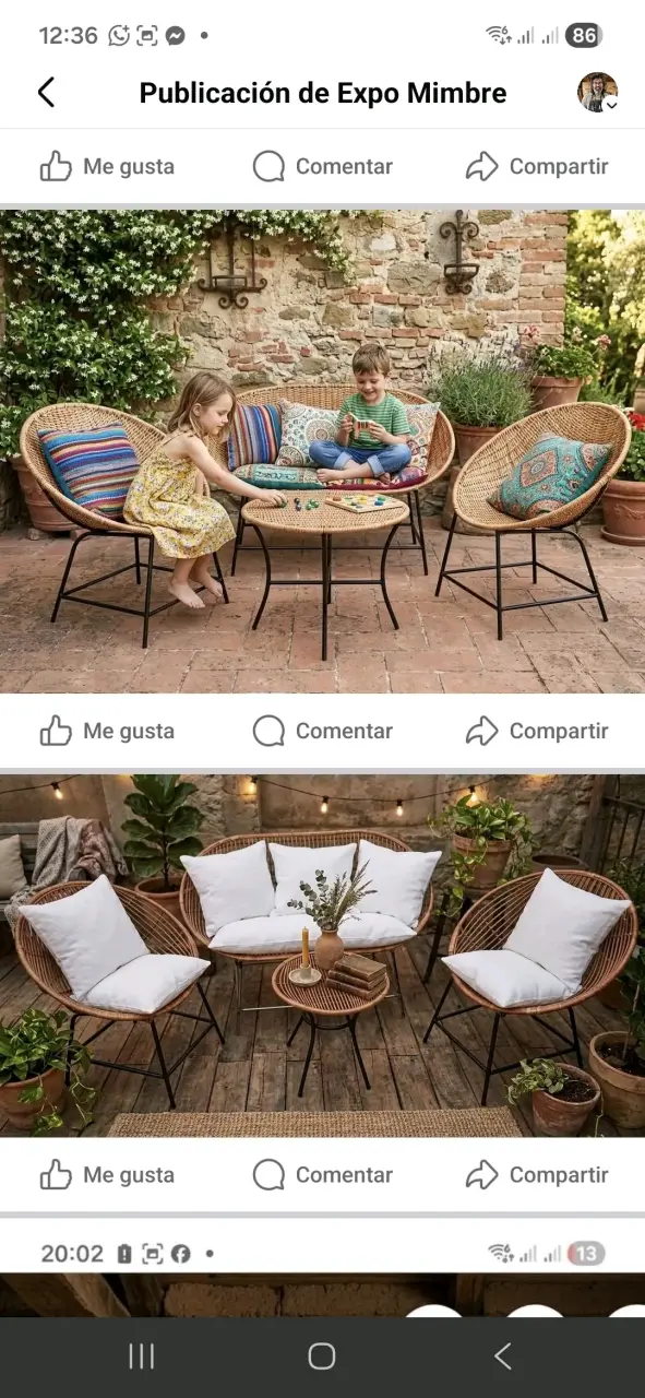 Juego de muebles de mimbre para terraza