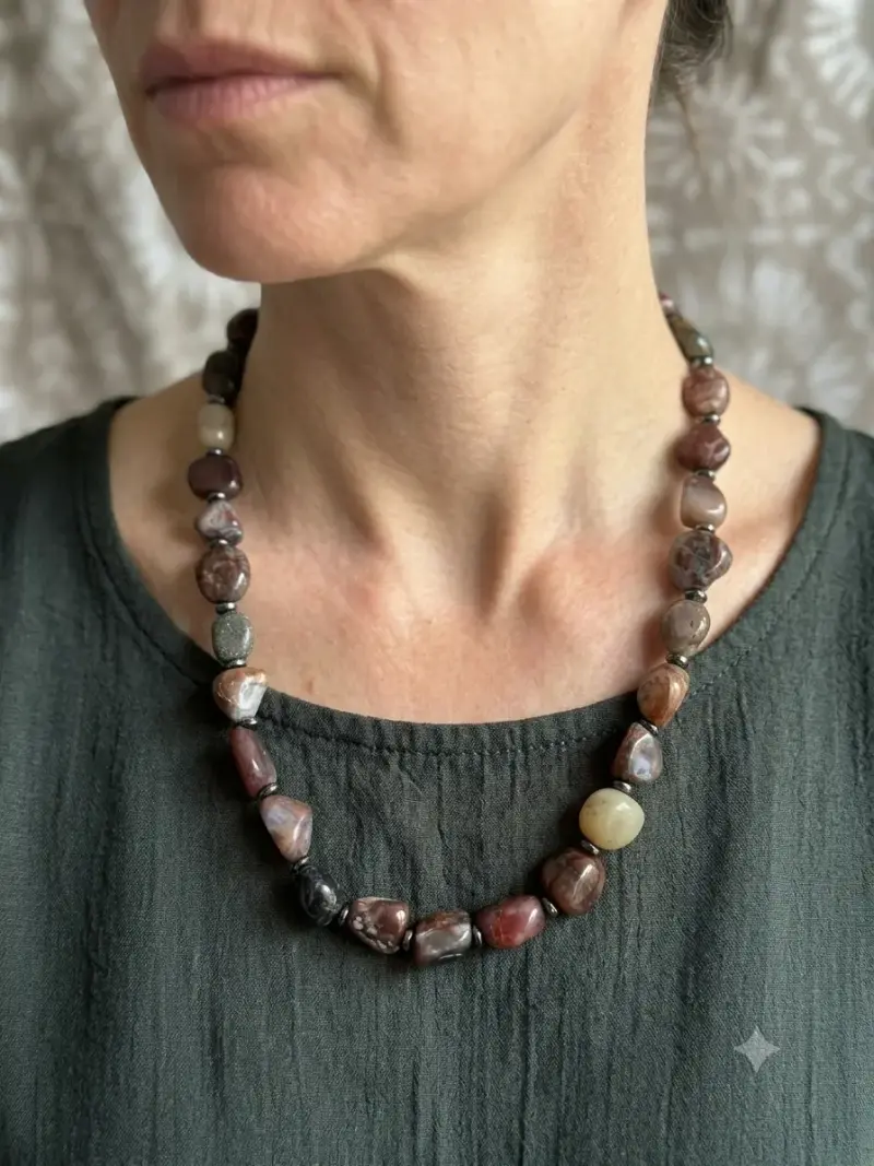 Collar de ágata irregulares estilo bohemio