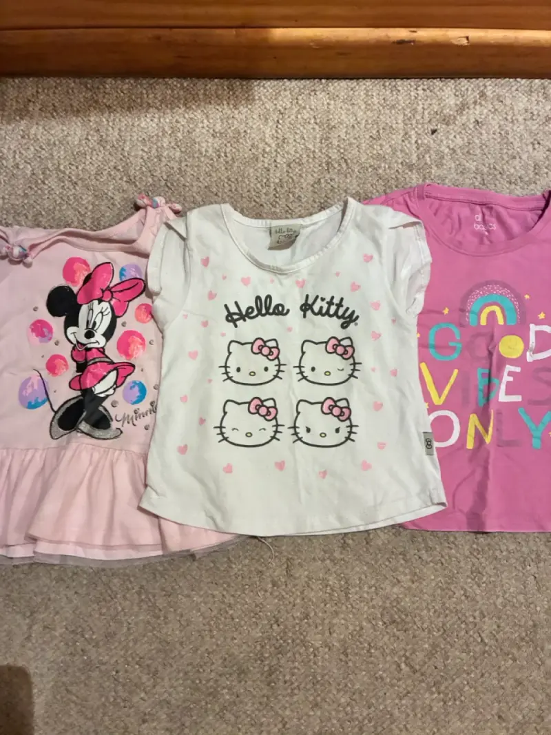 Pack 3 poleras infantiles Hello Kitty y Minnie Mou