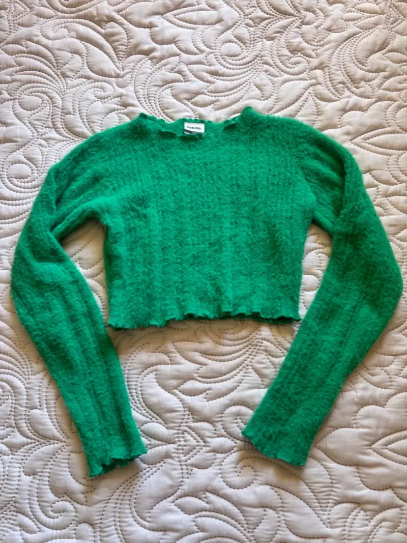 Polera manga larga tipo lana verde Sybilla - 2