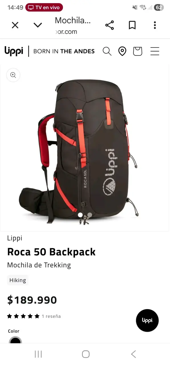 Mochila de trekking Lippi Roca 50L negra - 1