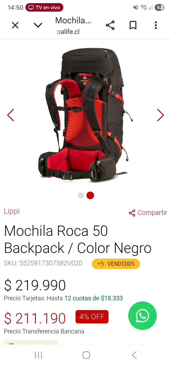 Mochila de trekking Lippi Roca 50L negra - 3