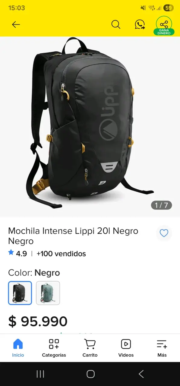 Mochila Lippi Intense 20L Negra para Aventura - 1