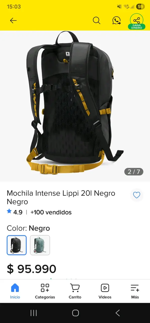 Mochila Lippi Intense 20L Negra para Aventura - 3