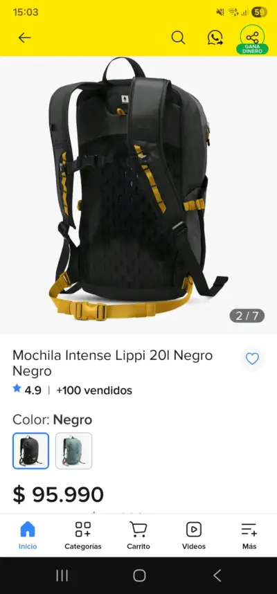 Mochila Lippi Intense 20L Negra para Aventura - miniatura 3