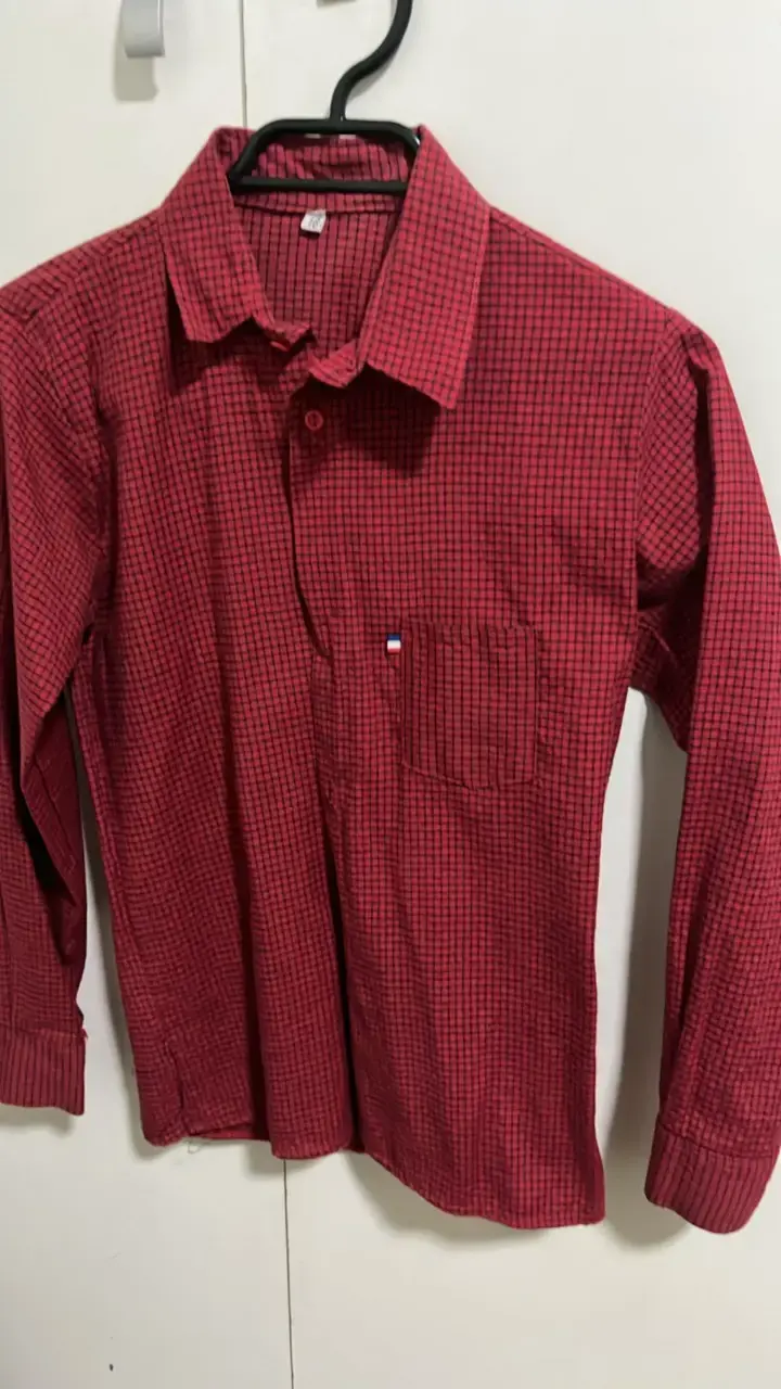 Camisa de hombre a cuadros roja talla 16