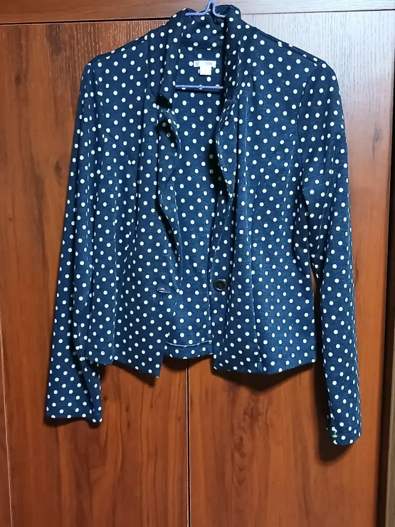 Blazer azul de lunares para mujer - 1
