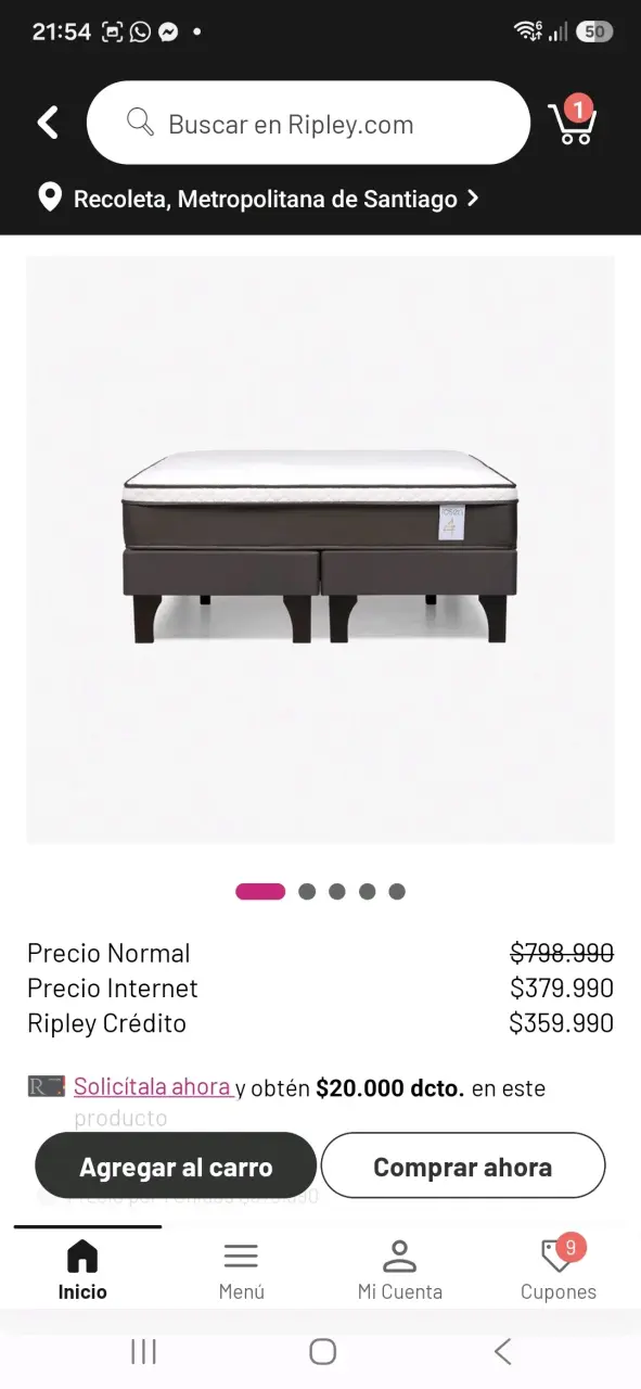 Cama Europea Rosen 2 Plazas con Base Dividida - 1