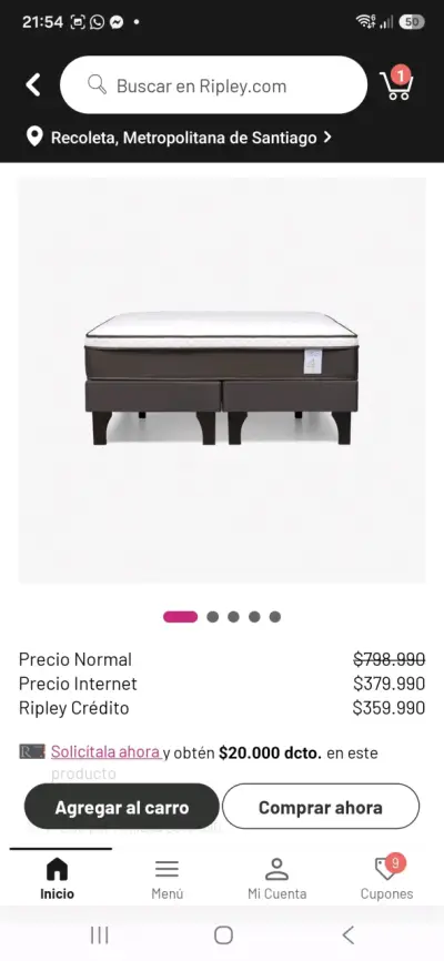 Cama Europea Rosen 2 Plazas con Base Dividida - miniatura 1