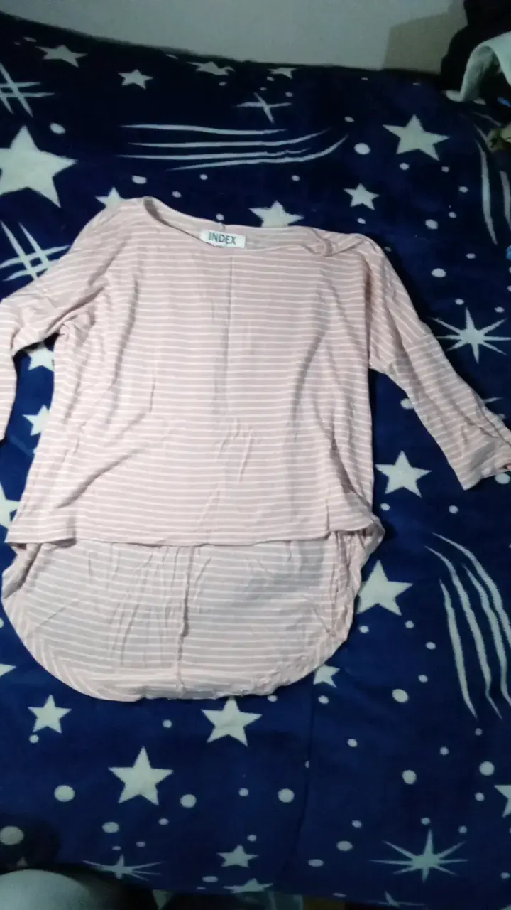 Blusa rayada rosada de manga larga Index - 1