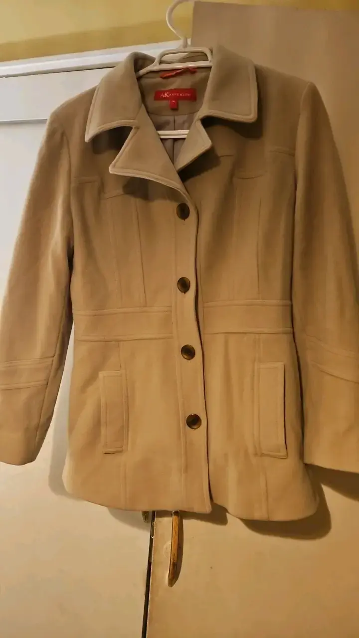 Abrigo beige de lana para mujer talla M - 1