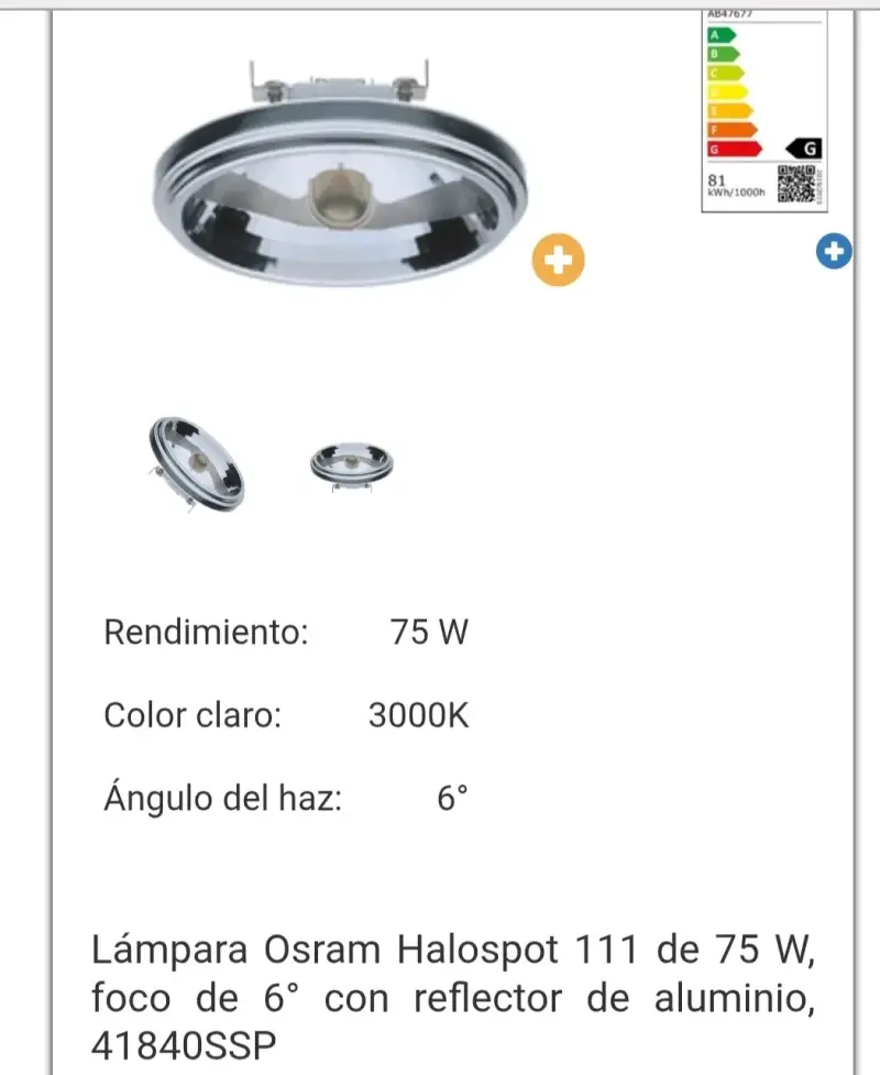 Pack de 6 lámparas halógena Osram Halspot 75W - 3