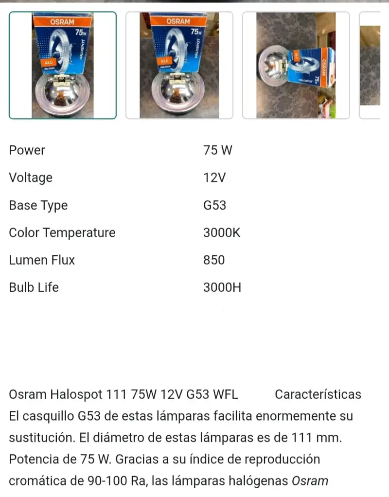 Pack de 6 lámparas halógena Osram Halspot 75W - 5